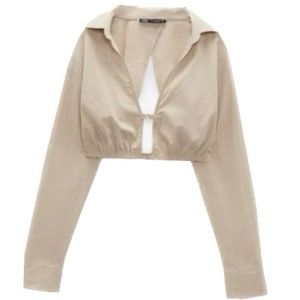 Zara Crop Shirt in Khaki